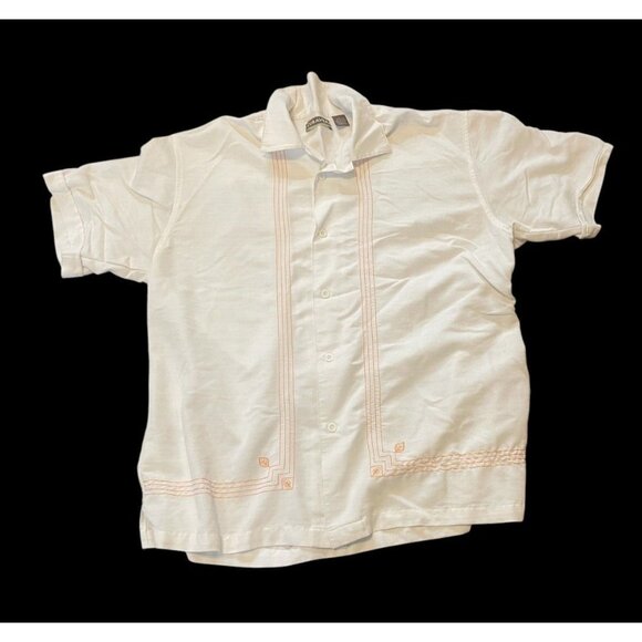 Cubavera Hawaiian Shirt White w/ orange Button Up Short Sleeve Mens Sz Large - Picture 1 of 8